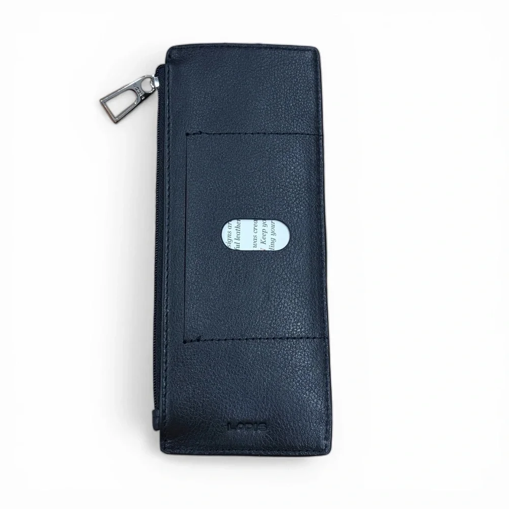 Lodis‎ Julia RFID Leather Slim Zip Wallet Black New